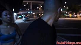 Petite Stranded Teen Sucks Cock Roughly in Public Spot