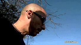 Hey, wanna watch this big-ass brunette take a stranger's cock in public?