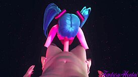 POV Miku blowjob in striptease club with ripped clothes
