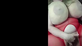 Girl with huge fat tits and pussy masturbating in lingerie