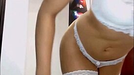 ammelielovee webcam model in sexy lingerie masturbates her tits and ass