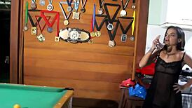 Petite Latina Feels Cuckold's Anal Creampie