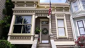 Lesbian Couple Whips Blonde Babe's Ass