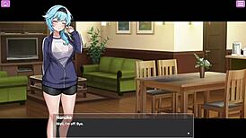 exposed busty delivery worker in anime toy game