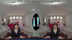 cute redhead takes creampie from fat cock in vr