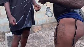 Nigerian police woman bent over for rough action