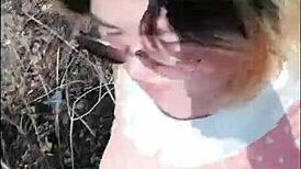 In the tall grass, wet pussy gets pounded hard