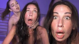 i am the submissive bimbo teen cumming hard during rough ffm fuck with cervix crushing.