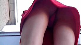 I went to the rooftop and fingered my small tits while orgasming in lingerie