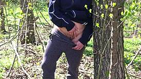 BBW milf plays with tits and pussy on river walk!