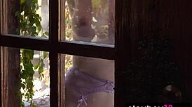 classy blondie meaghan stanfill poses naked. her big tits and shaved pussy exposed.