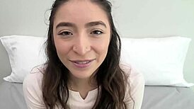 this petite blonde 18 yr old teases with skill