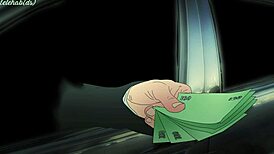 Kana Arima works at gas station, casually offered sex for money in hentai anime.