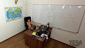 Petite 18+ Girl Fucking And Masturbating In Classroom With Big Cock!