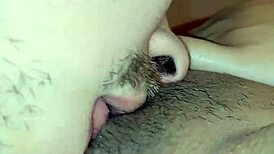 I am licking my wife's delicious pussy so passionately.