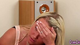 Cfnm domina commands a messy facial with fierce control