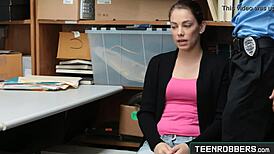 Wow, the teen shoplifter got secretly fucked by officer Bobbi Dylan in the store!
