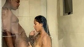 Sloppy blowjob in bathroom by amateur couple