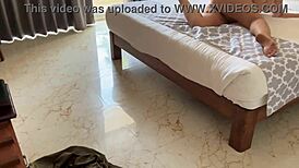 gorgeous girl strips her dress in hotel room, teases and masturbates on bed, so hot! 😍