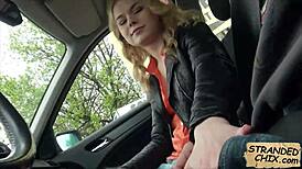 Russian Teen Delivers Amazing Blowjob in Public Hitchhiker POV Scene