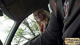 Russian Teen Delivers Amazing Blowjob in Public Hitchhiker POV Scene