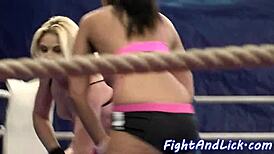 muscular lezzies wrestling in the boxing ring