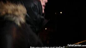 Shorthaired czech beauty sucks big cock outdoors in reality.