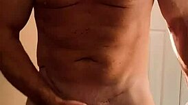 Got horny while pissing in the bathroom with my big cock.