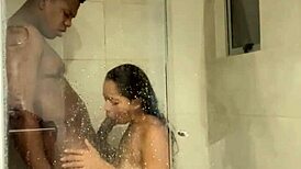 Sloppy blowjob in bathroom by amateur couple