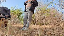 In the tall grass, wet pussy gets pounded hard