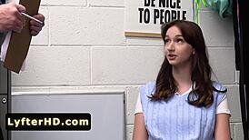 beautiful teen steals at mall, caught by police for sucking pleasure