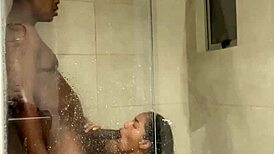 Sloppy blowjob in bathroom by amateur couple