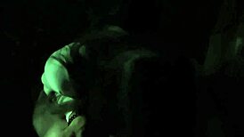 brunette flashes pussy in mini skirt before risky outdoor blowjob