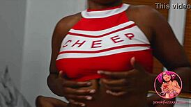 Bratty Ebony Cheerleader Submits to Interracial Group with Big Black Cocks