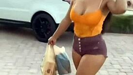 Teasing in tight shorts and leggings