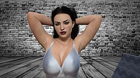 Revved-up pornstar in latex teases with shaved pussy and toys before intense sucking.