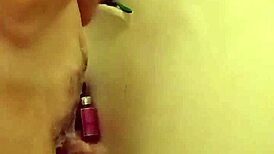 Blonde Pisses and Masturbates in Shower!