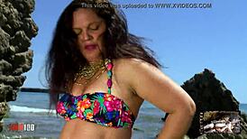 Fat Sasha Brazil Strips Down on a Sunny Beach