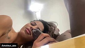 Karen Oliver Spreads Pussy For Black Cock Blowjob Interracial