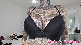 Goth Petite Melody Radford Tries Big Tits Lingerie!