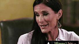 Horny Milf Silvia Saige and Wife Suck Stepson Under Table