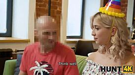 Lucky Guy Scores Blonde for Cash While BF Watches in Shock