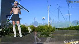 tattoo girl gives sloppy blowjob on bike ride!