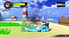 In the secret onsen, oh so hero feels intense emotions during the gay hentai sex orgy with big cocks and furry banging