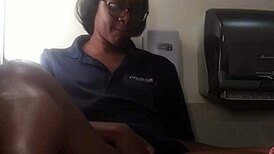 ebony babe's intimate bathroom counter fingering session