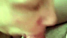 Too much cum overwhelms her swallowing blowjob