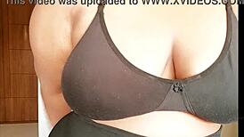 Sexy sister plays with tits