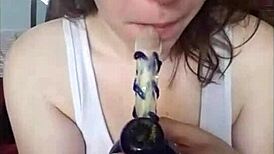 Nude femdom in glasses dominates with big tits masturbation sexting