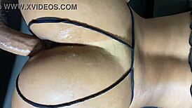 Fat latina housewife worships ass in creampie lingerie on sofa