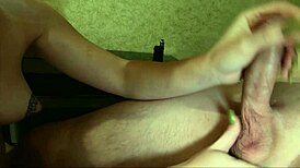 I gave a slobbery blowjob to my neighbor's big cock, making him cum